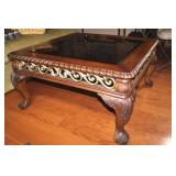 Bevel Glass Top ,Wood & Brass Coffee Table  21 x 4