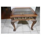 Vintage Side Table with Glass Top Brass Stroll  24