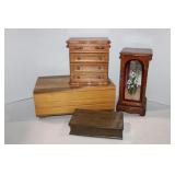 Lot of Vintage wood Jewelry Storage Boxes 2 x 8 x