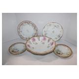 Vintage Floral Plates & Bowls,Saucers  Gold Trim