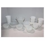 Lot of Vintage Milk Glass Bowls,Cup,Vase and Glass