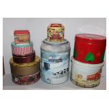 Lot of Vontage Tin Storage Cans 3 1/2 to 14"