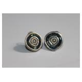 Custom Art Deco Style Silvet tone & Rhine Stones E