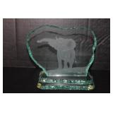 Vintage Crystal Etched Elephant Décor 7 x 7 x 3