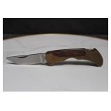 Vtg Stainless China Pocket Knife w/Gold & Wood Acc