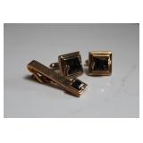 Vtg 1950s Swank Cuflink & Tie Clip Gold Tone & Bro