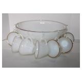 Vintage Anchor Hocking  Gold Trimmed Milk Glass Pu