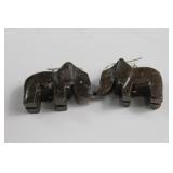 Vtg Stone Elephant Drop Earrings