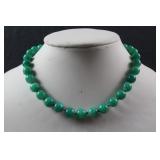 Vtg Faux Jade Glass Beads Choker Necklace