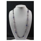 Custom 1980s Twist Rope Silver & Light Blue Beaded