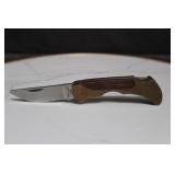 Vtg Stainless China Pocket Knife w/Gold & Wood Acc