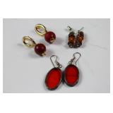 Bundle of Vtg Custome Earrings in Red