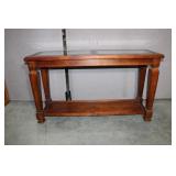 Wood Entry / Sofa Table with inlayed Glass
