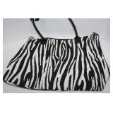 Belvah  Black & White Cloth Tote Bag 13 1/2 x 18 1