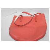 Orange Faux Leather  Tote Bag 14 x 15 1/2