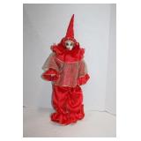 Vintage Madi Gras Porcelain Clown Jester Doll  22