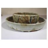 Studio Glazed Art Stoneware  Pottery  Bowl 9 1/2