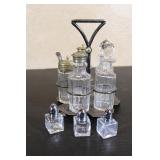 Antique Brass Condiment Set  & Silver Crystal Salt