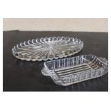 Vintage Crystal Trays  4 x 9 & 8 x 12 1/2