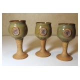 Midcentury Stoneware Stem 8 Goblets