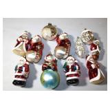 Vintage Lot of 11  Vintage Glass Santa Ornaments