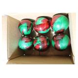 Vintage Lot of 6 Fireball Red/Green Christmas Orna