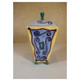 Vintage Ceramic Footed  Vase 11 x 6 with Lid 1998