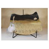 Studio Glazed Art Stoneware  Pottery  on wrought I