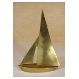 Vintage Soild Brass Sail Boat 7 1/2 x 10