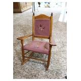Antique Needlepoint Kids Rocker