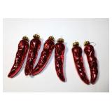 Vintage Glass Red Peppers Ornaments