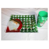 Viontage Stain Glass Christmas Tray 9 x 10 & Plast