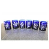 Cobalt Blue & Silver Highball Glasses 6pcs