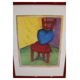 Framed Artwork Heart on  Chair 19 x 25 1/2