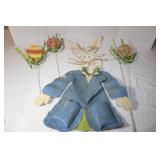 Vintage Metal Yard Dï¿½cor Easter Bunny 32 x 19 & Fl