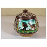 Peruvian Hand Pained Ceramic Pottery Lid has been