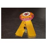 Vintage Redskins Pinback with Ribbon and Football