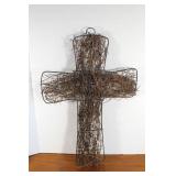 Vintage Metal & Wood Sticks Cross  13 x 19