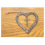 Vintage Wrought Iron Heart Shape Nail Cross 4 1/2