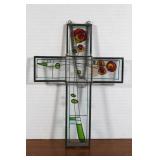Vintage Stain Glass Cross 7 x 9