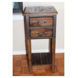 Vintage Wood & Metal 2 Drawer Side Table 21 1/2 x