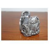 Vintage Pewter Cat Double Sided Candle Holder  3 x