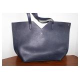Neiman Marcus Navy Pebbled Leather Tote 13 x 18