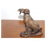 Vintage Bronze Hunting Dog & Bird 5 1/2 x 5 x 2