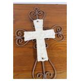Vintage Metal & Stone Cross 9 1/2 x 15