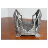 Vintage Pewter Cat Double Sided Candle Holder 5 x