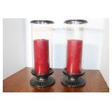 Wrought iron & Glass Candle Holders 11 x 4