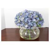 Crystal Vase with Silk Flowers 9 1/2 X  7