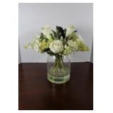 Crystal Vase with Silk Roses Flowers 11 x 10