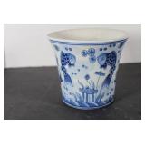 Vintage Blue & white Ceramic Koi Fish Bowl 5 x 6